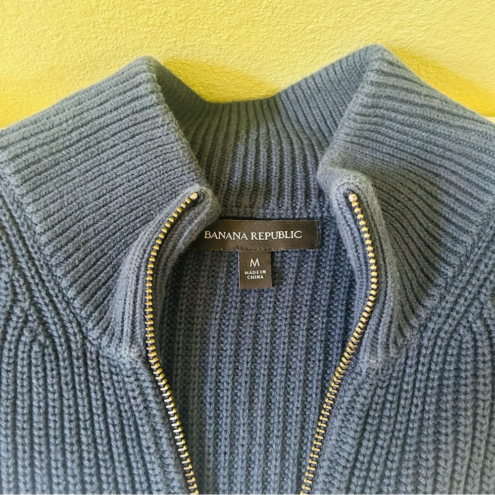 Banana Republic Tie-Dye Navy Ribbed Sweater Jacket Medium - Picture 4 of 9